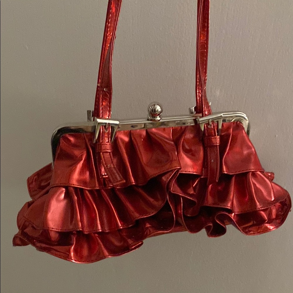 Y2K Red Ruffled Women's Bag